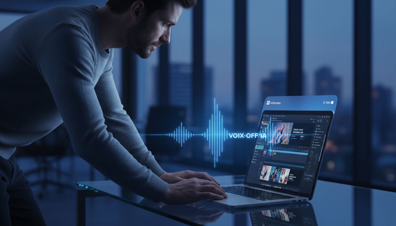 Illustration originale d’une annonce vidéo Performance Max enrichie par une voix off IA et pilotée depuis Google Ads.