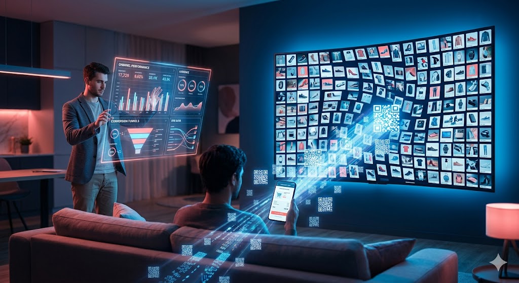 Illustration Nano Banana : Performance Max et montée de la CTV dans les campagnes Google Ads